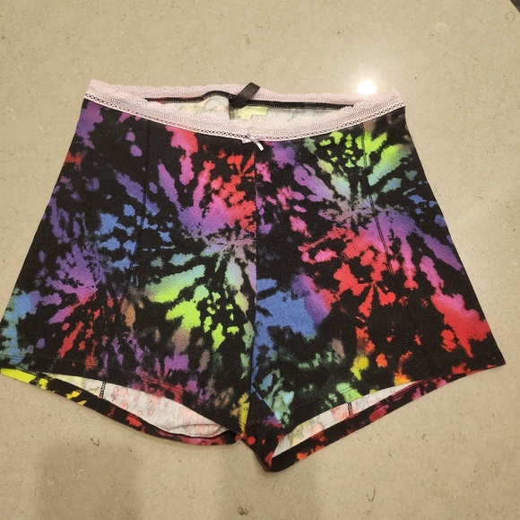 TORRID Foxy Lace Trim Sleep Boyshort, tie dyed explosion rich black - Picture 4 of 5